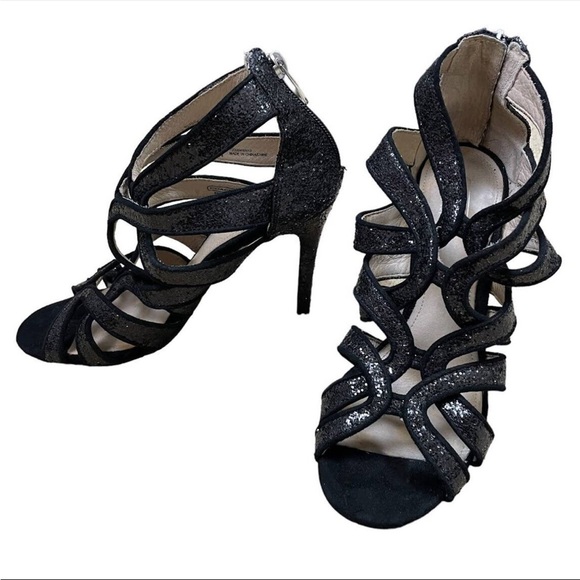 Coach Ludlow Black Women's Glitter Sparkle Open-toe Stiletto Heels - Picture 1 of 16